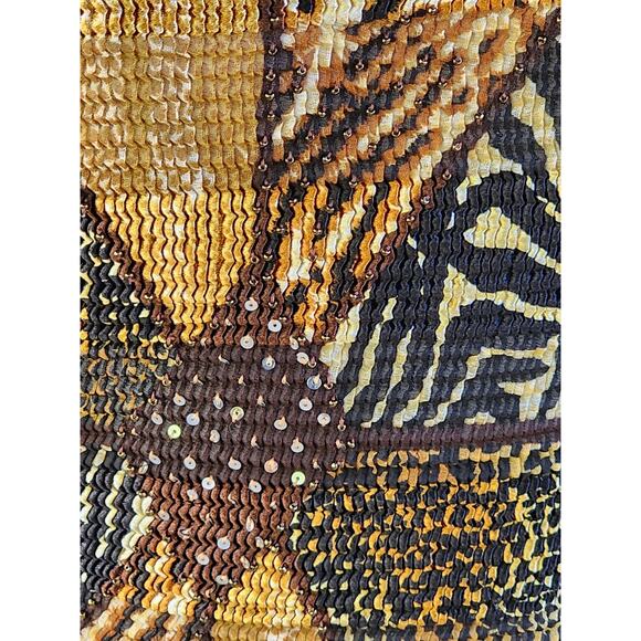 Alberto Makali Mixed Pattern Beaded Top Luxe Brown Black & Gold Statement  Small - Picture 10 of 10